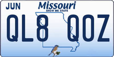 MO license plate QL8Q0Z