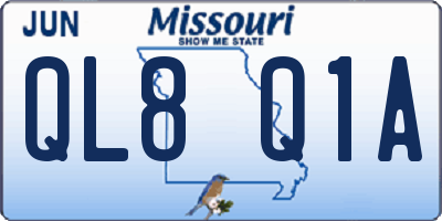MO license plate QL8Q1A