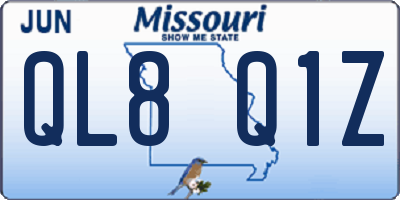 MO license plate QL8Q1Z