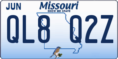 MO license plate QL8Q2Z