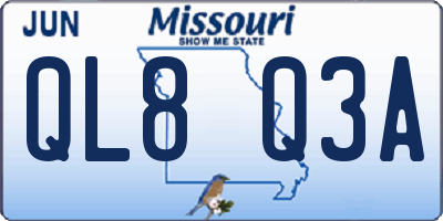 MO license plate QL8Q3A