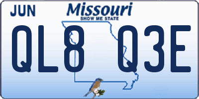 MO license plate QL8Q3E