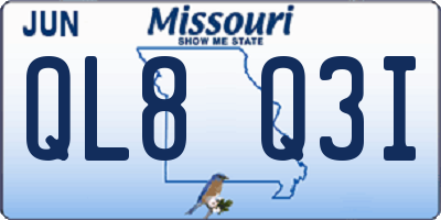 MO license plate QL8Q3I