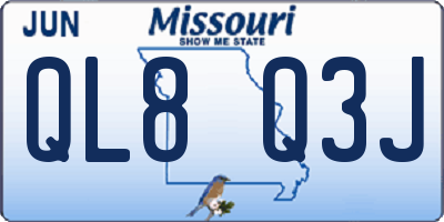 MO license plate QL8Q3J
