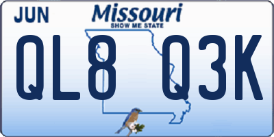 MO license plate QL8Q3K