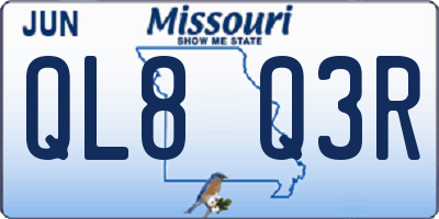 MO license plate QL8Q3R