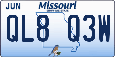 MO license plate QL8Q3W