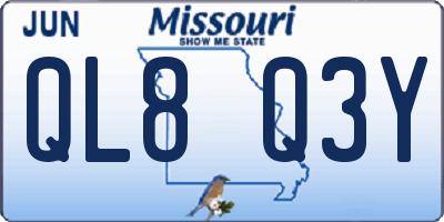 MO license plate QL8Q3Y
