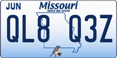 MO license plate QL8Q3Z