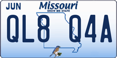 MO license plate QL8Q4A
