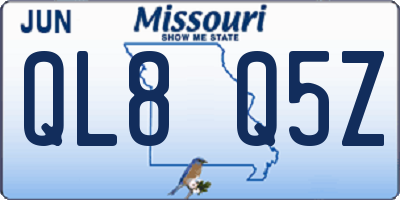MO license plate QL8Q5Z