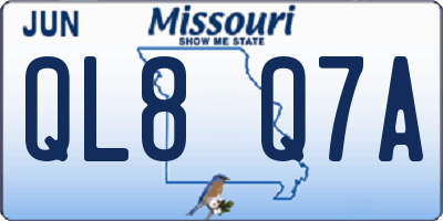 MO license plate QL8Q7A