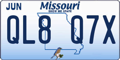 MO license plate QL8Q7X
