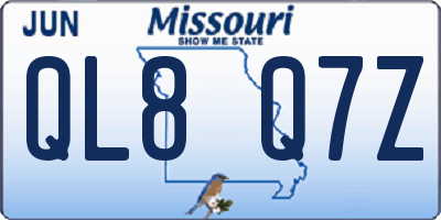 MO license plate QL8Q7Z