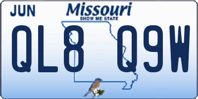 MO license plate QL8Q9W