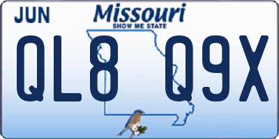 MO license plate QL8Q9X