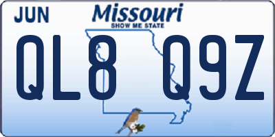 MO license plate QL8Q9Z
