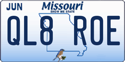 MO license plate QL8R0E
