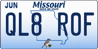 MO license plate QL8R0F