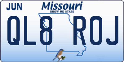 MO license plate QL8R0J