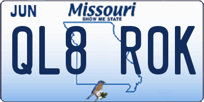 MO license plate QL8R0K