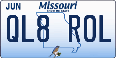 MO license plate QL8R0L