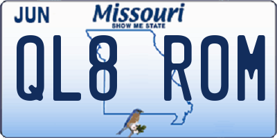 MO license plate QL8R0M