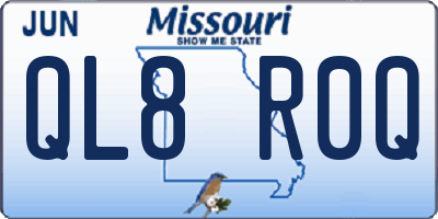 MO license plate QL8R0Q