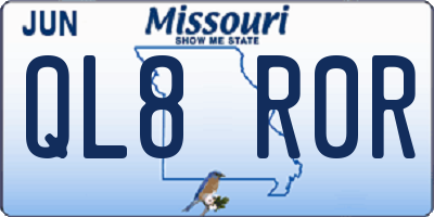 MO license plate QL8R0R