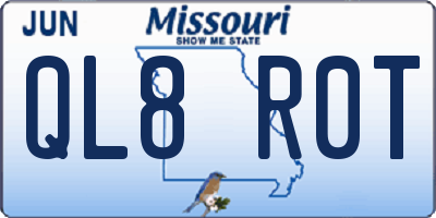 MO license plate QL8R0T
