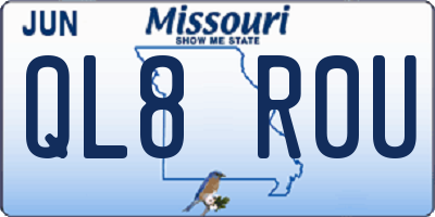 MO license plate QL8R0U
