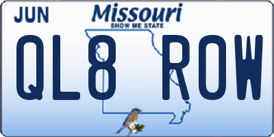 MO license plate QL8R0W