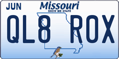 MO license plate QL8R0X