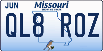MO license plate QL8R0Z