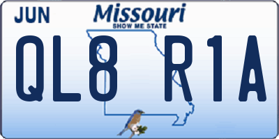 MO license plate QL8R1A