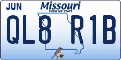 MO license plate QL8R1B