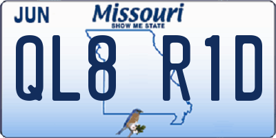MO license plate QL8R1D