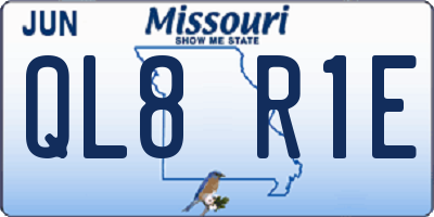 MO license plate QL8R1E