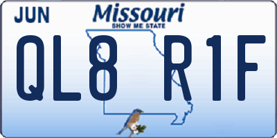 MO license plate QL8R1F