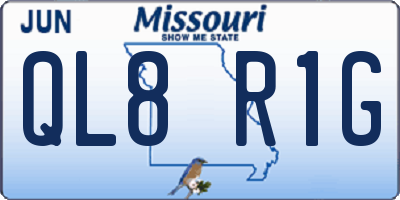 MO license plate QL8R1G