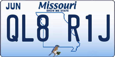 MO license plate QL8R1J
