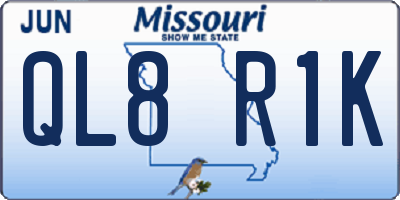 MO license plate QL8R1K