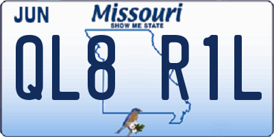 MO license plate QL8R1L