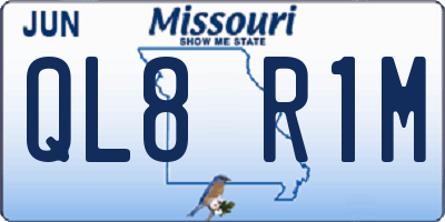 MO license plate QL8R1M