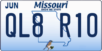 MO license plate QL8R1O