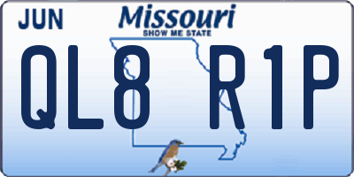 MO license plate QL8R1P