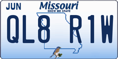 MO license plate QL8R1W