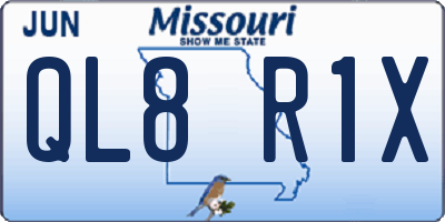 MO license plate QL8R1X