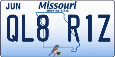 MO license plate QL8R1Z