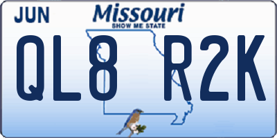 MO license plate QL8R2K